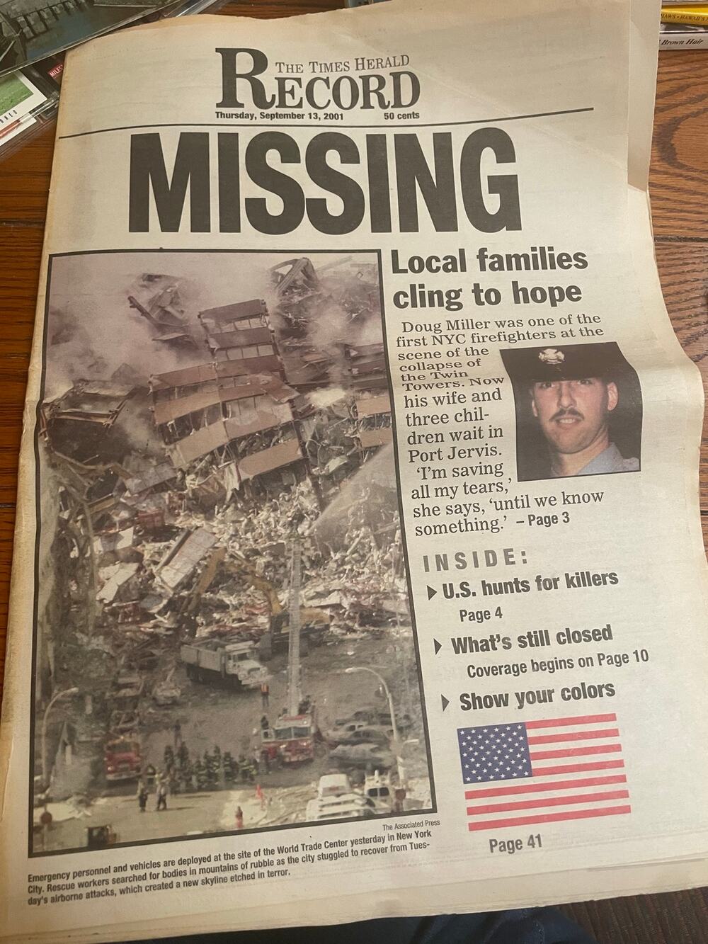 September 13 2001 Times Herald-Record 9/11 Newspaper Missing WTC Twin Towers